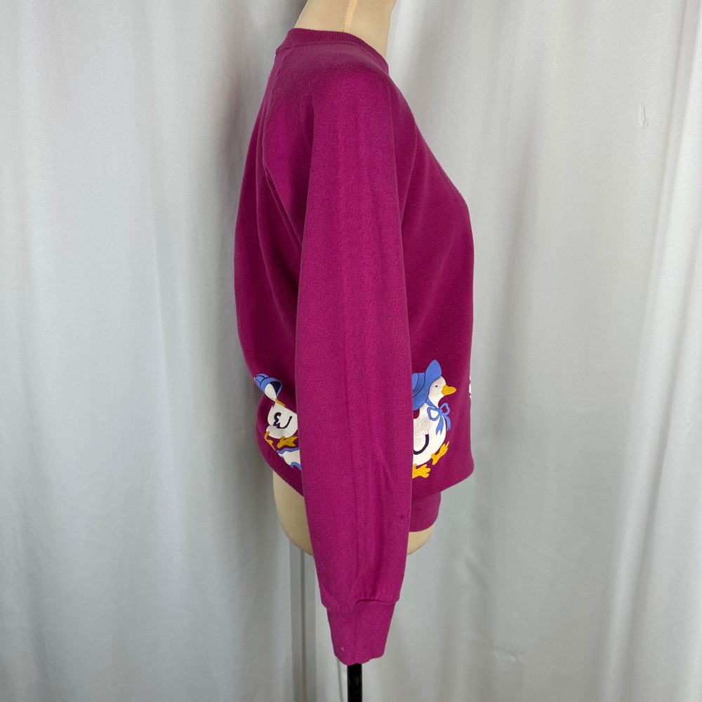 Vintage 80s Jerzees Goose Sweatshirt M 38-40 Pink Cottagecore USA Made READ - Picture 5 of 10